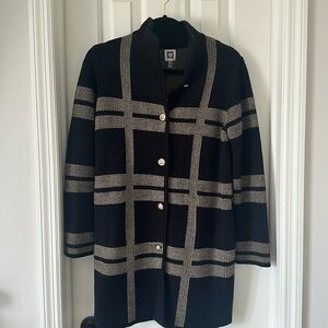 ANNE KLEIN nwt black and camel sweater jacket with gold buttons